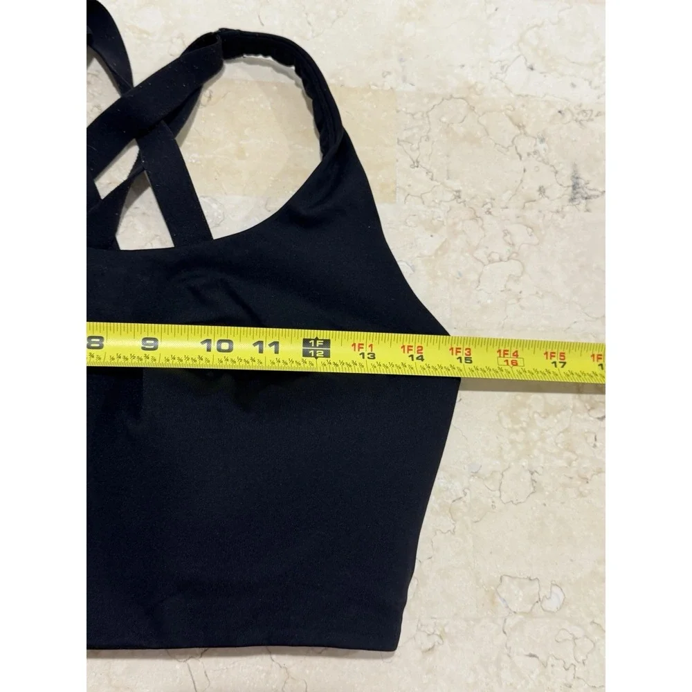 Lululemon Energy High Support Black Wireless Sports Bra 34DDD Crossback